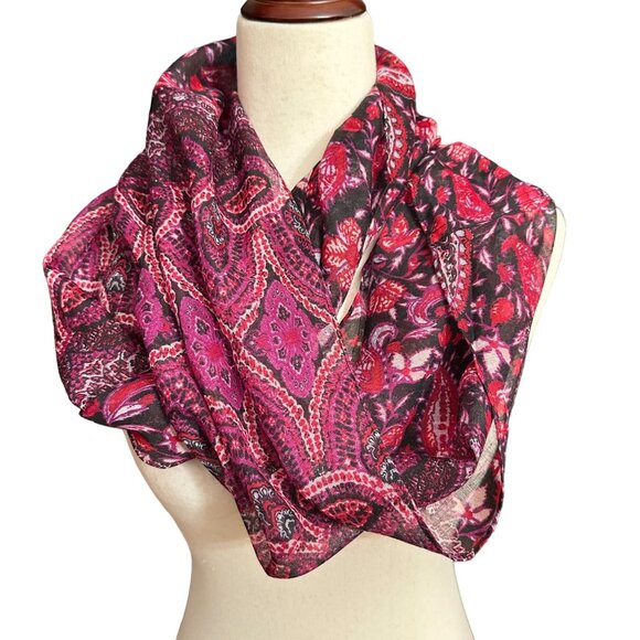 J. Jill Scarf Women One Size NWT Infinity Paisley Pink Red Black Sugarplum - Picture 2 of 12